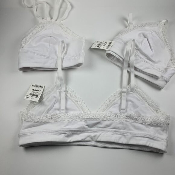 Jenni Women's 3-Pack On Repeat Wide Lace Trim White Pullover Bralette Size L NWT - Picture 3 of 9